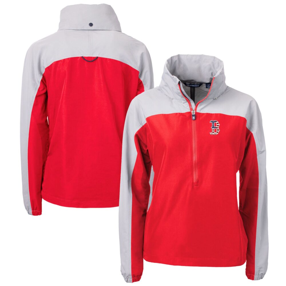 Women's Boston Red Sox Cutter & Buck Red/Gray Charter Eco Recycled Anorak Jacket