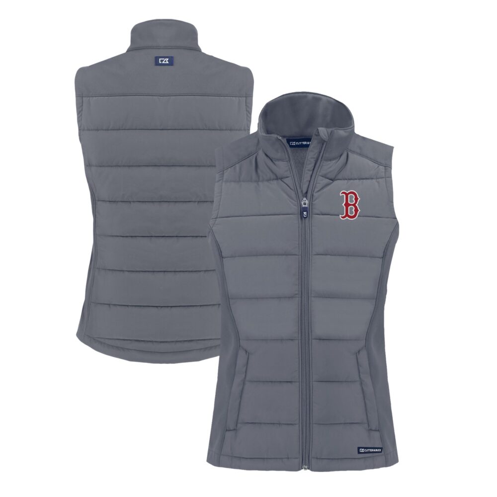 Women's Boston Red Sox  Cutter & Buck Steel Evoke Hybrid Eco Softshell Recycled Full-Zip Vest