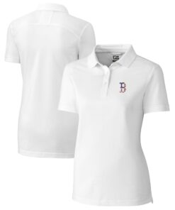 Women's Boston Red Sox Cutter & Buck White Americana Logo Advantage DryTec Tri-Blend Pique Polo