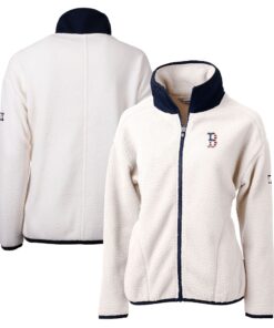 Women's Boston Red Sox Cutter & Buck White Americana Logo Cascade Eco Sherpa Full-Zip Fleece Jacket