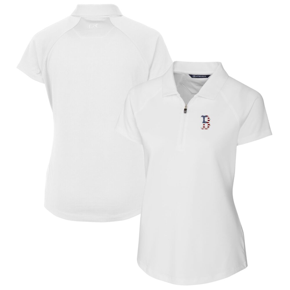 Women's Boston Red Sox Cutter & Buck White Americana Logo DryTec Forge Stretch Polo