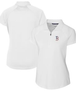 Women's Boston Red Sox Cutter & Buck White Americana Logo DryTec Forge Stretch Polo