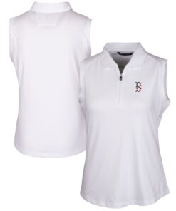 Women's Boston Red Sox Cutter & Buck White Americana Logo DryTec Forge Stretch Sleeveless Polo