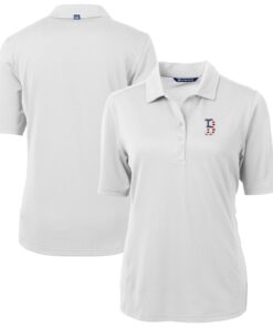 Women's Boston Red Sox Cutter & Buck White Americana Logo DryTec Virtue Eco Pique Recycled Polo