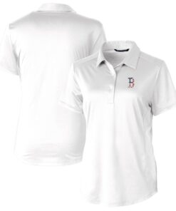 Women's Boston Red Sox Cutter & Buck White Americana Logo Prospect DryTec Textured Stretch Polo