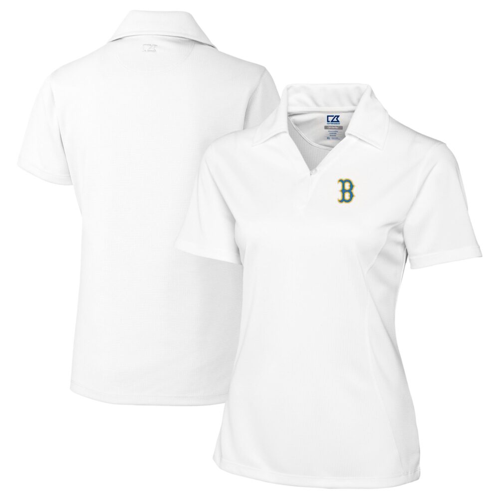 Women's Boston Red Sox Cutter & Buck White City Connect CB DryTec Genre Textured Solid Polo