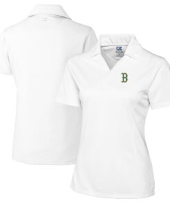 Women's Boston Red Sox Cutter & Buck White City Connect CB DryTec Genre Textured Solid Polo