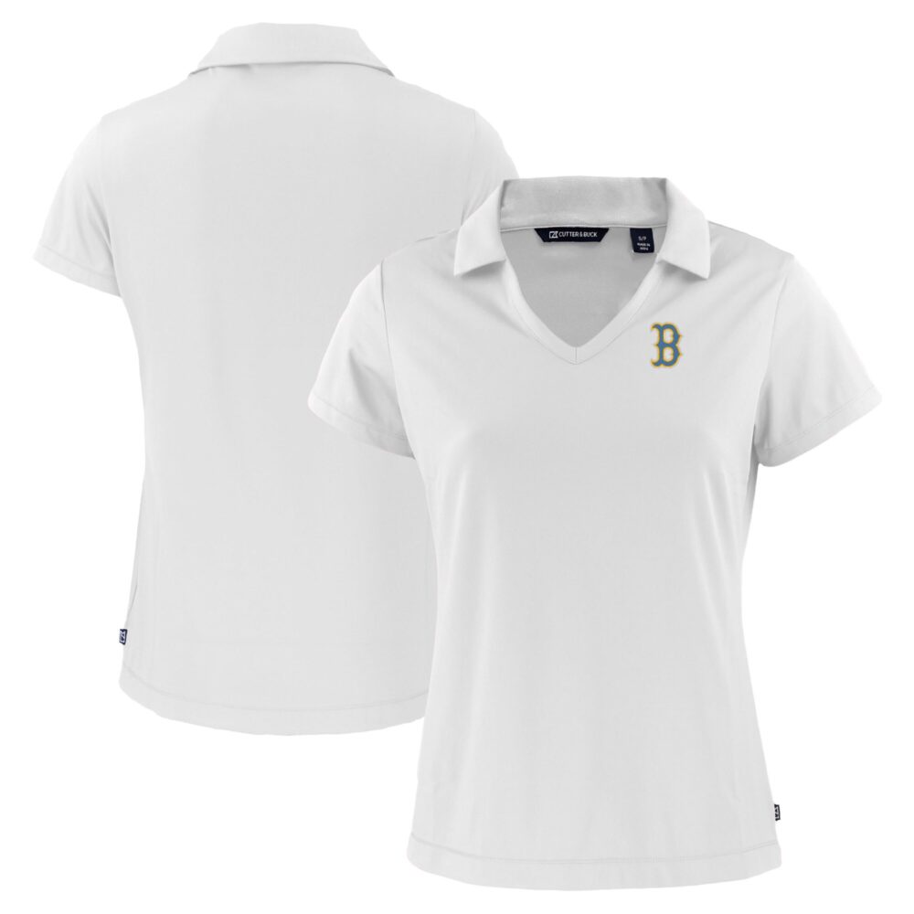 Women's Boston Red Sox  Cutter & Buck White City Connect Daybreak Eco Recycled V-Neck Polo