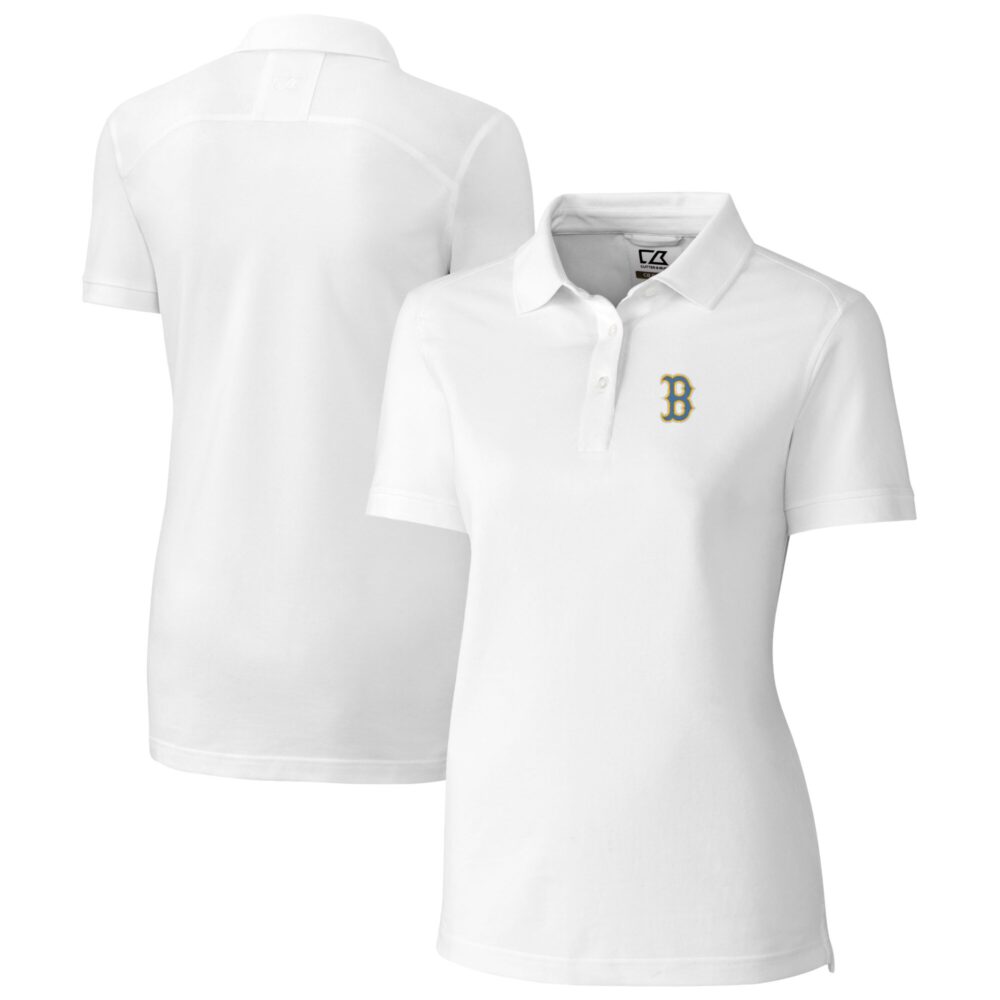 Women's Boston Red Sox Cutter & Buck White City Connect DryTec Advantage Tri-Blend Pique Polo
