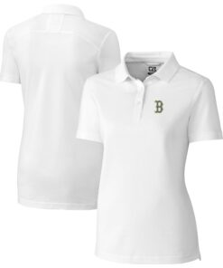 Women's Boston Red Sox Cutter & Buck White City Connect DryTec Advantage Tri-Blend Pique Polo