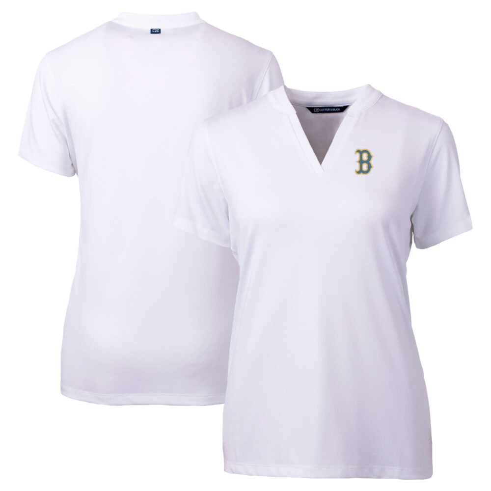 Women's Boston Red Sox  Cutter & Buck White City Connect Forge Heathered Stretch Blade Top
