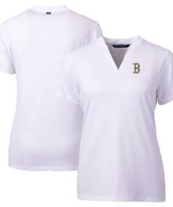 Women's Boston Red Sox  Cutter & Buck White City Connect Forge Heathered Stretch Blade Top