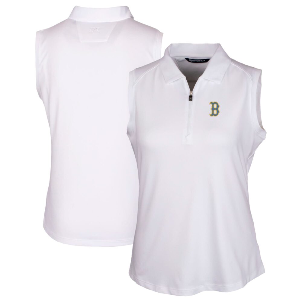 Women's Boston Red Sox  Cutter & Buck White City Connect Forge Stretch Sleeveless Polo