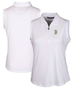 Women's Boston Red Sox  Cutter & Buck White City Connect Forge Stretch Sleeveless Polo