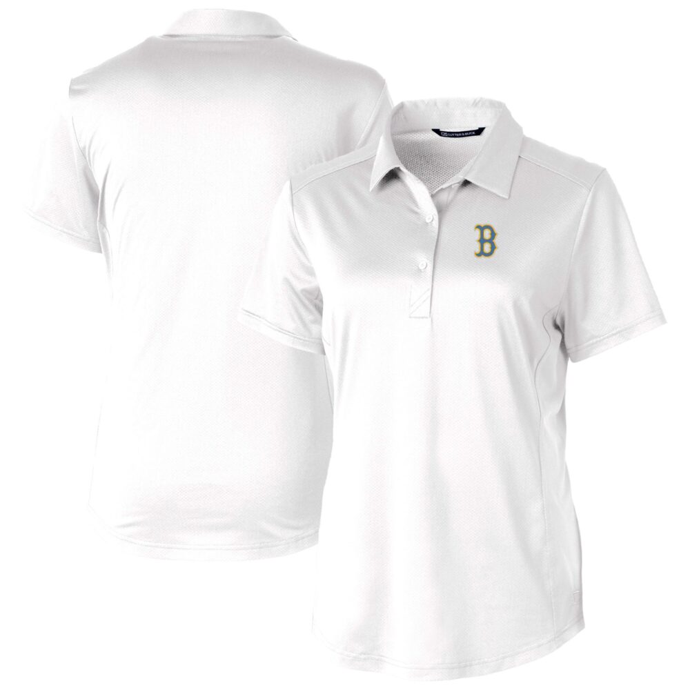 Women's Boston Red Sox  Cutter & Buck White City Connect Prospect Textured Stretch Polo