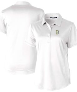 Women's Boston Red Sox  Cutter & Buck White City Connect Prospect Textured Stretch Polo