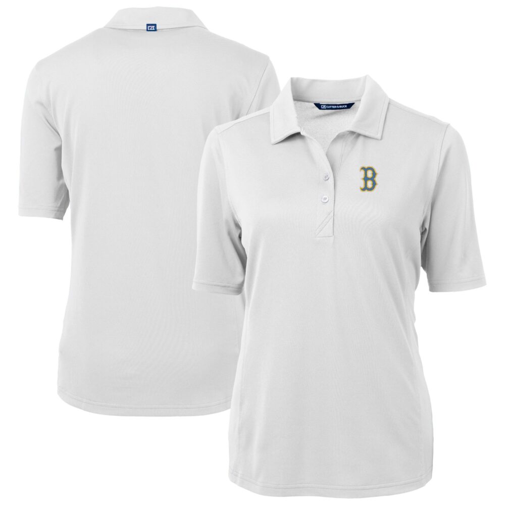 Women's Boston Red Sox Cutter & Buck White City Connect Virtue Eco Pique Recycled Polo