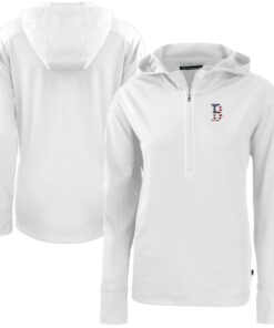 Women's Boston Red Sox  Cutter & Buck White Daybreak Eco Recycled Half-Zip Hoodie
