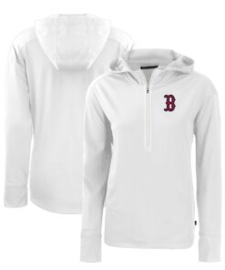 Women's Boston Red Sox  Cutter & Buck White Daybreak Eco Recycled Half-Zip Hoodie