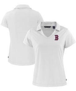 Women's Boston Red Sox  Cutter & Buck White Daybreak Eco Recycled V-Neck Polo