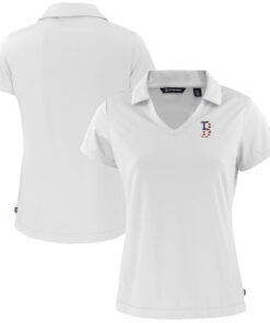 Women's Boston Red Sox  Cutter & Buck White Daybreak Eco Recycled V-Neck Polo