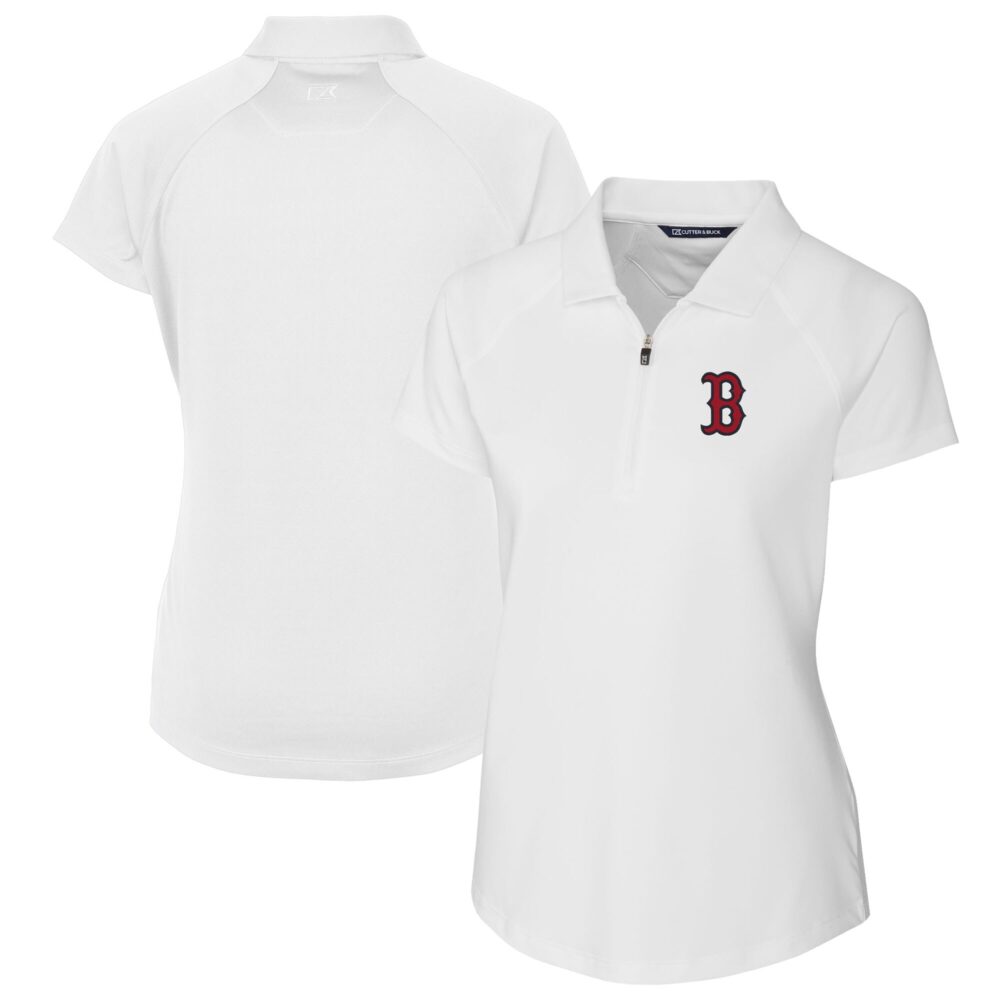 Women's Boston Red Sox  Cutter & Buck White DryTec Forge Stretch Polo