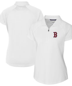 Women's Boston Red Sox  Cutter & Buck White DryTec Forge Stretch Polo