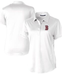Women's Boston Red Sox Cutter & Buck White Prospect Textured Stretch Polo