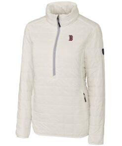 Women's Boston Red Sox Cutter & Buck White Rainier Half-Zip Popover Jacket