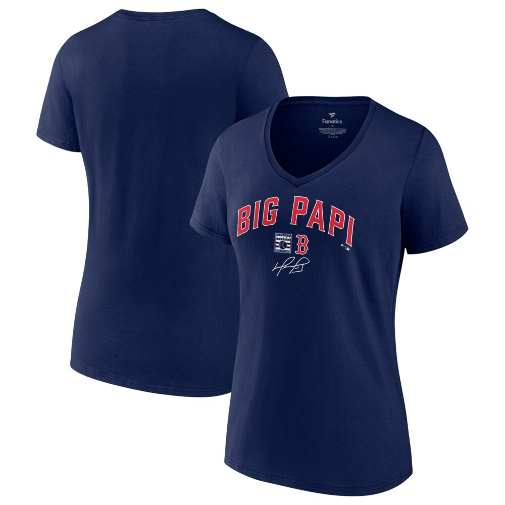 Women's Boston Red Sox David Ortiz  Branded Navy Big Papi Graphic V-Neck T-Shirt