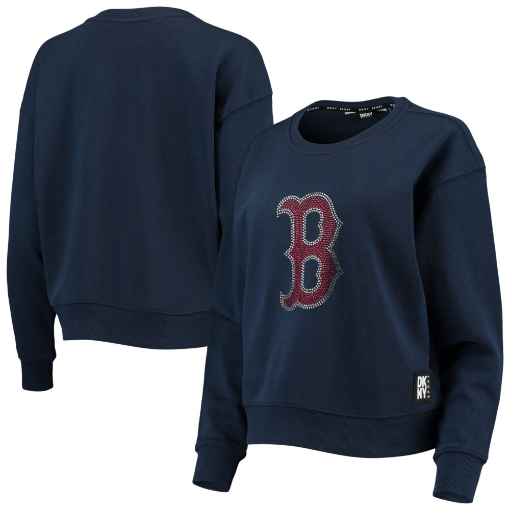 Women's Boston Red Sox DKNY Sport Navy Carrie Pullover Sweatshirt