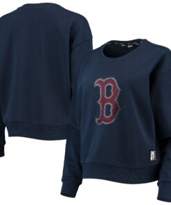 Women's Boston Red Sox DKNY Sport Navy Carrie Pullover Sweatshirt