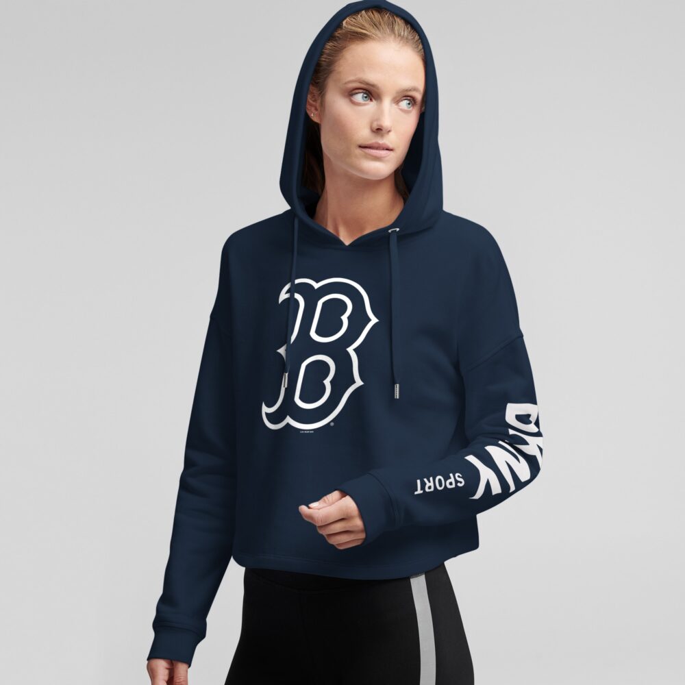 Women's Boston Red Sox DKNY Sport Navy Lydia Pullover Hoodie