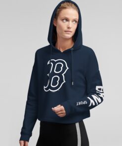 Women's Boston Red Sox DKNY Sport Navy Lydia Pullover Hoodie