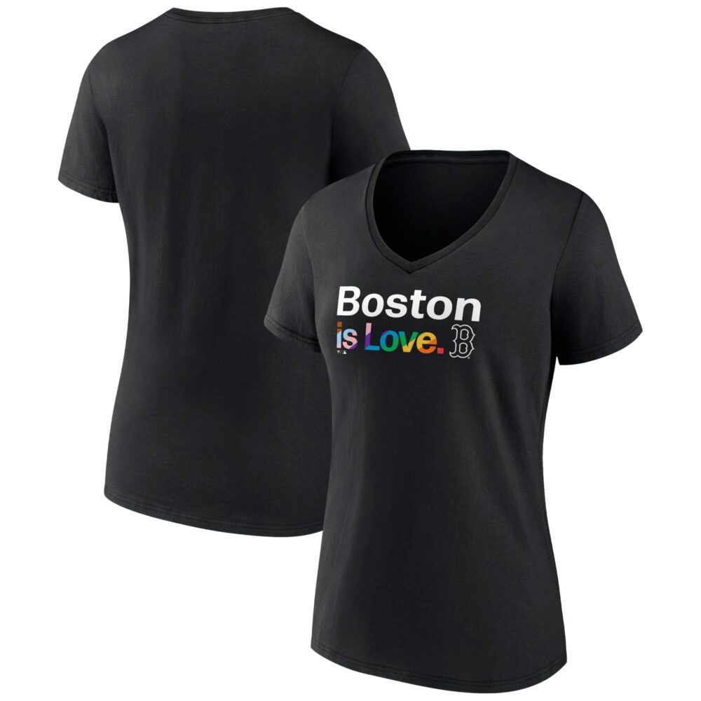 Women's Boston Red Sox  Branded Black City Pride V-Neck T-Shirt