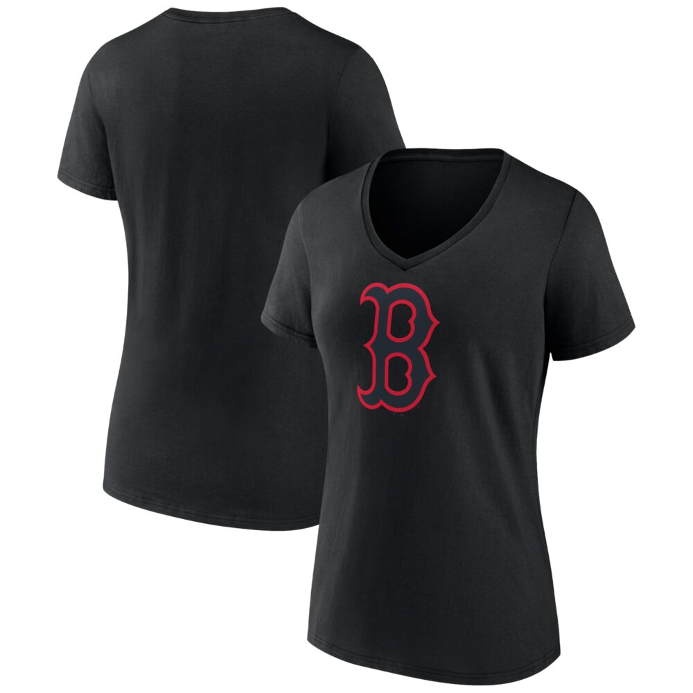 Women's Boston Red Sox  Branded Black Rough Diamond V-Neck T-Shirt