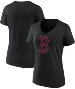 Women's Boston Red Sox  Branded Black Rough Diamond V-Neck T-Shirt
