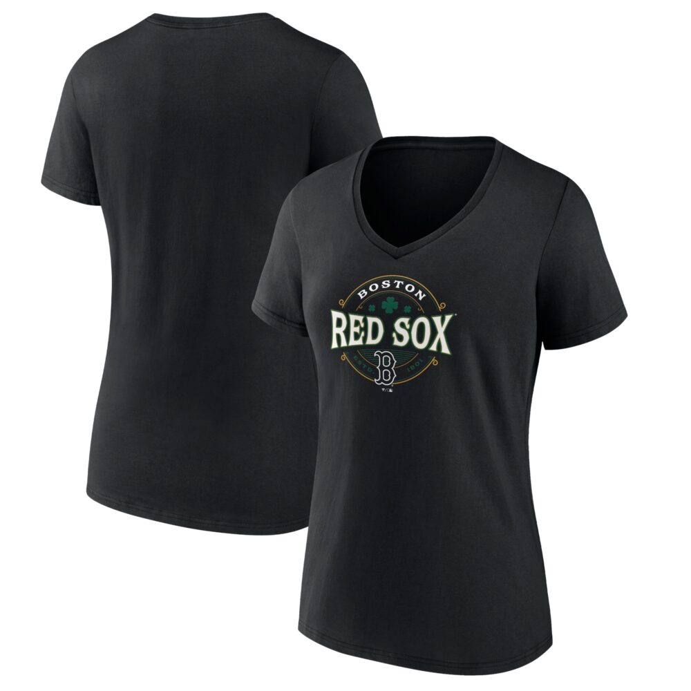 Women's Boston Red Sox  Branded Black St. Patrick's Day Lucky T-Shirt