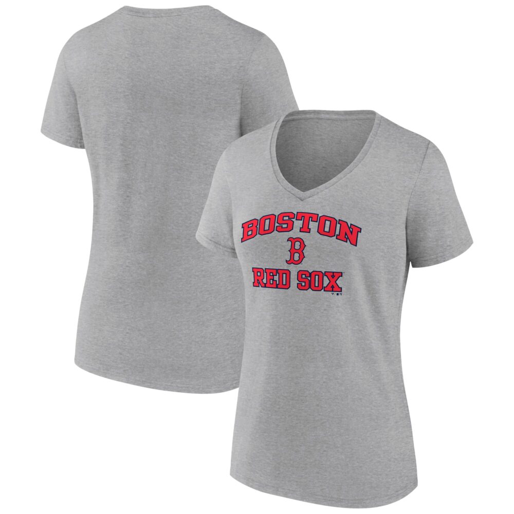 Women's Boston Red Sox  Branded Gray Heart and Soul V-Neck T-Shirt