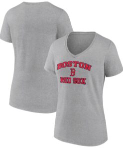 Women's Boston Red Sox  Branded Gray Heart and Soul V-Neck T-Shirt