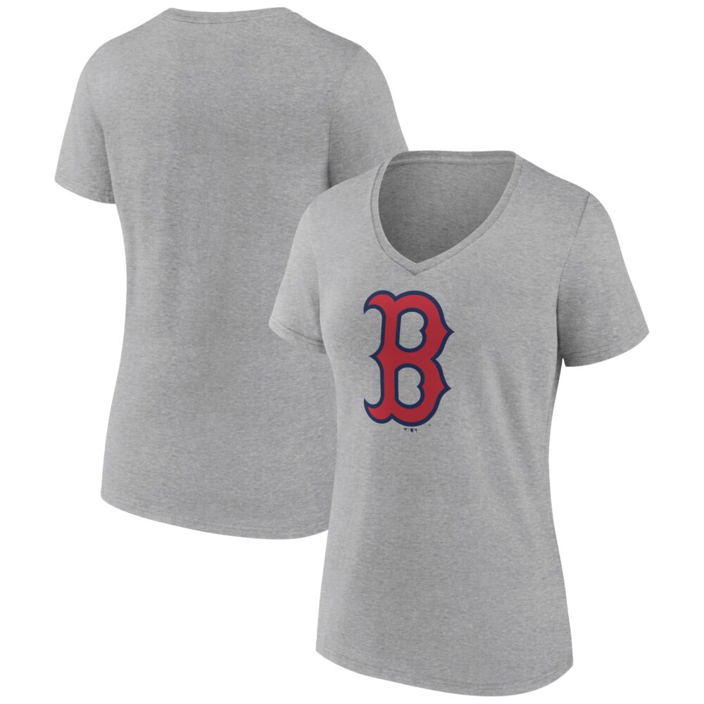 Women's Boston Red Sox  Branded Gray Official Logo V-Neck T-Shirt
