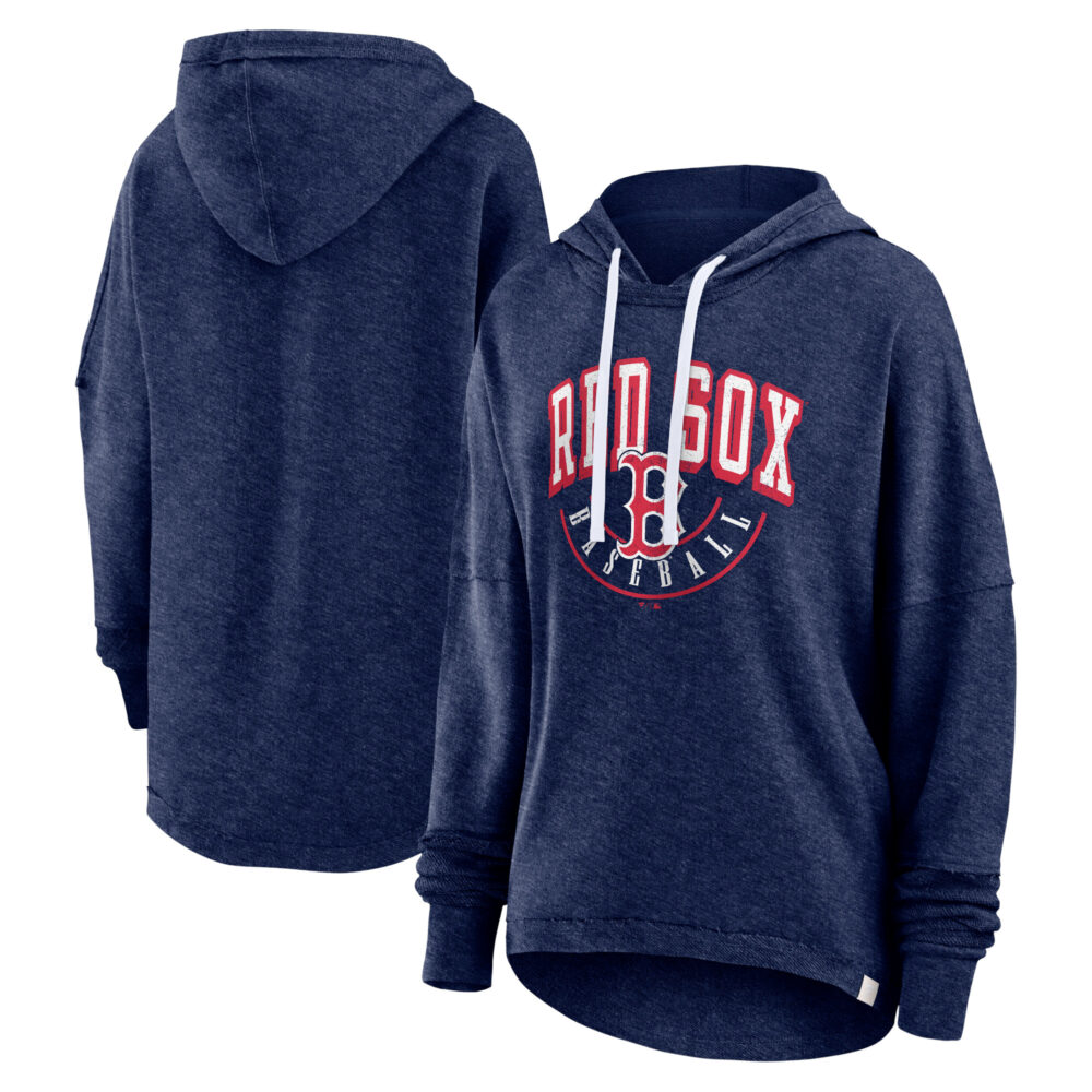 Women's Boston Red Sox  Branded Heather Navy Luxe Pullover Hoodie
