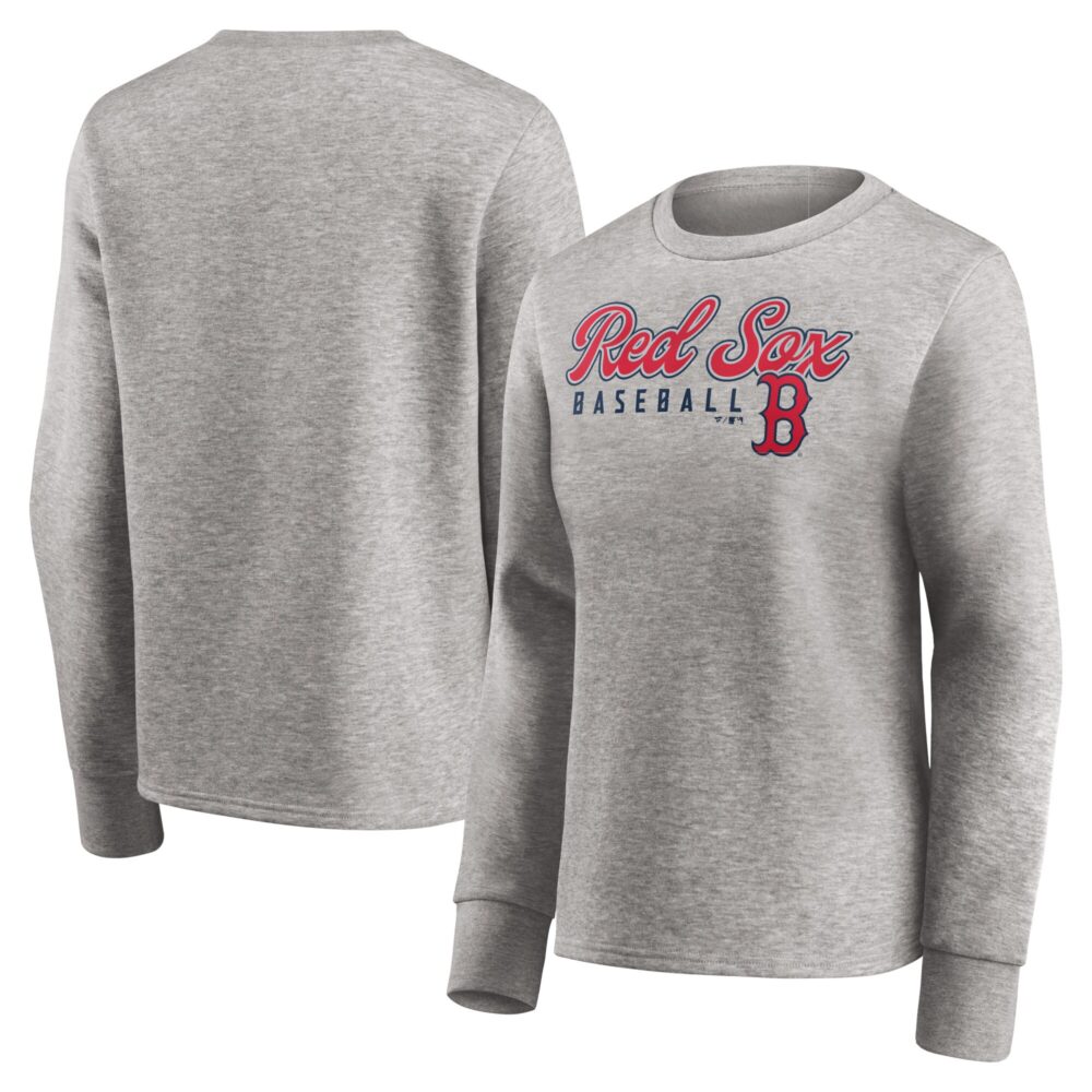 Women's Boston Red Sox  Branded Heathered Gray Crew Pullover Sweater