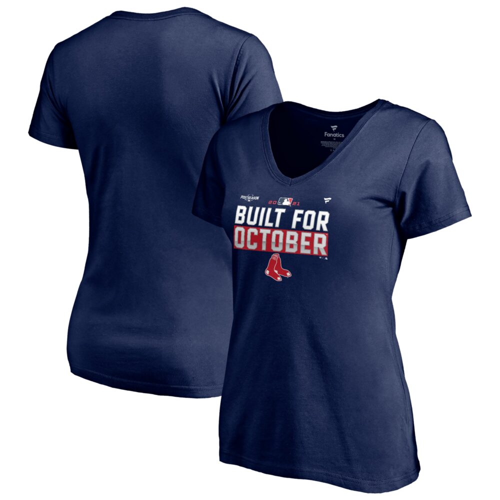 Women's Boston Red Sox  Branded Navy 2021 Postseason Locker Room Plus Size V-Neck T-Shirt