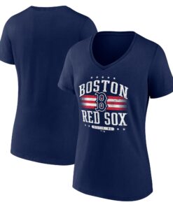 Women's Boston Red Sox  Branded Navy Americana Team V-Neck T-Shirt