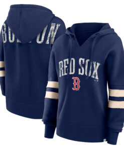 Women's Boston Red Sox  Branded Navy Bold Move Notch Neck Pullover Hoodie