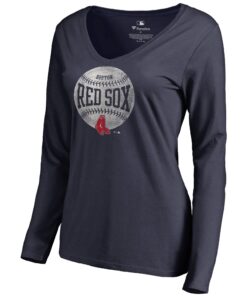 Women's Boston Red Sox  Branded Navy Cooperstown Collection Slider Long Sleeve V-Neck T-Shirt