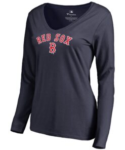 Women's Boston Red Sox  Branded Navy Cooperstown Collection Wahconah Long Sleeve V-Neck T-Shirt