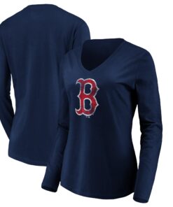 Women's Boston Red Sox  Branded Navy Core Distressed Team Long Sleeve T-Shirt