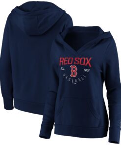 Women's Boston Red Sox  Branded Navy Core Live For It V-Neck Pullover Hoodie